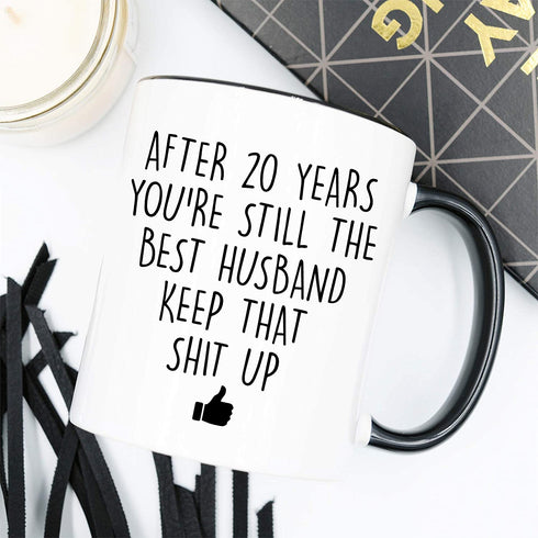 YouNique Designs 20 Year Anniversary Coffee Mug for Him, 11 Ounces, 20th Wedding Anniversary Cup For Husband, Twenty Years, Twentieth Year, 20th Year
