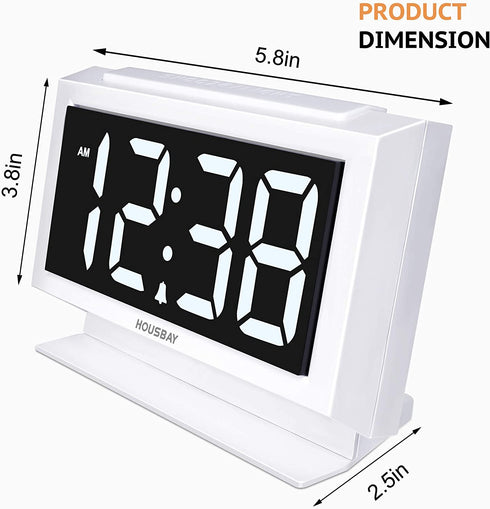 Housbay Digital Alarm Clocks for Bedrooms - Handy Night Light, Large Numbers with Display Dimmer, Dual USB Chargers, 12/24hr, Outlets Powered Compact Clock for Nightstand, Desk, Shelf