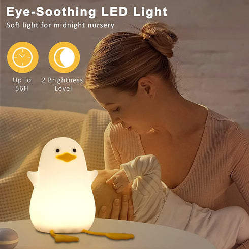 Duck Night Light Duck lamp for Kids with Warm Color & Dimming Function, 1200mAh Rechargeable Duck Baby Night Light with 20' Timer & Touch Control, Warm White