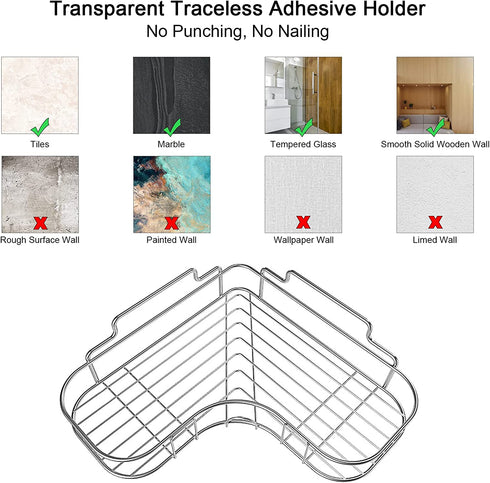 Coidak 2 Pack Shower Corner Caddy Bathroom Hanging Shelf with 4 Traceless Adhesive Hooks, No Drilling Shower Caddy Basket Corner Shelf Stand Storage Organizer for Bathroom Kitchen Toilet