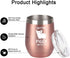 Gingprous Pig Swine Lover Gifts on Christmas Birthday, Gettin' Piggy With It Cute Funny Wine Tumbler with Pig, 12 Oz Stainless Steel Insulated Wine Tumbler with Lid and Straw, Rose Gold