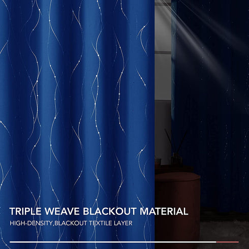 Deconovo Thermal Insulated Blackout Curtains for Sliding Glass Door - Light Blocking Curtains with Rod Pocket, Window Panels for Livingroom, Set of 2 Panels (W52 x L95 Inch, Royal Blue)