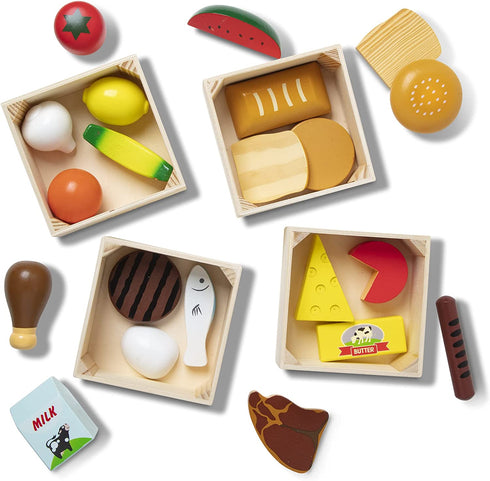 Melissa & Doug Food Groups - 21 Wooden Pieces and 4 Crates