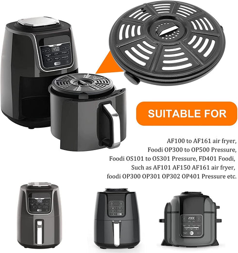 HEISENLIN Air Fryer Replacement Parts Crisper Plate for Ninja Air Fryers Foodi, 8.2 inch 4QT Premium Round air Fryer Tray Grill Pan Plate Accessories with Rubber Feet for Ninja, Dishwasher Safe