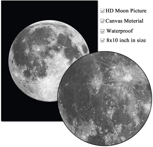 5 Pieces Moon Wall Decor - Black and White Canvas Print Artworks Lunar Moon Wall Art Abstract Prints Poster for Office Dorm Living Room Bedroom Decoration Unframed Paintings Home Decor