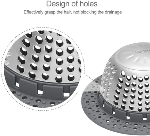 LEKEYE Drain Hair Catcher/Bathtub Drain Cover/Drain Protector for Pop-Up & Regular Drains(Patented Product)