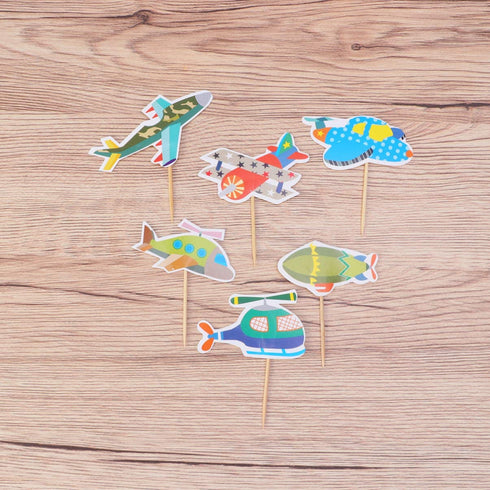 Amosfun 36pcs Kids Cake Toppers Cartoon Airplane Cake Toppers Airplane Cupcake Toppers Creative Cake Picks Dessert Toppers Party Supplies Kids Birthday Favors