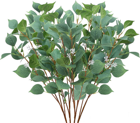 AILANDA 4Bundles Artificial Greenery Stems Real Touch Faux Eucalyptus Leaf 31.5" Long Silver Dollar Foliage Fake Plants for Home Party Spring Decor Wedding Floral Arrangement