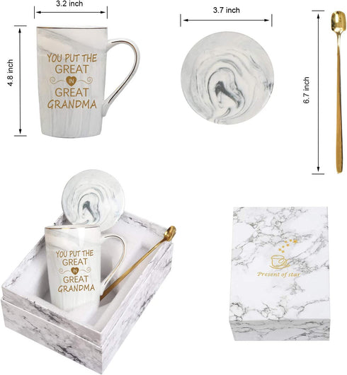 You Put The Great In Great Grandma Mug Great Grandma Gifts Mug Birthday Mothers Day Gifts for Grandma from Grandkids Granddaughter Grandson Grandchildren Gifts Grandma Coffee Mug 14 Ounce Gray