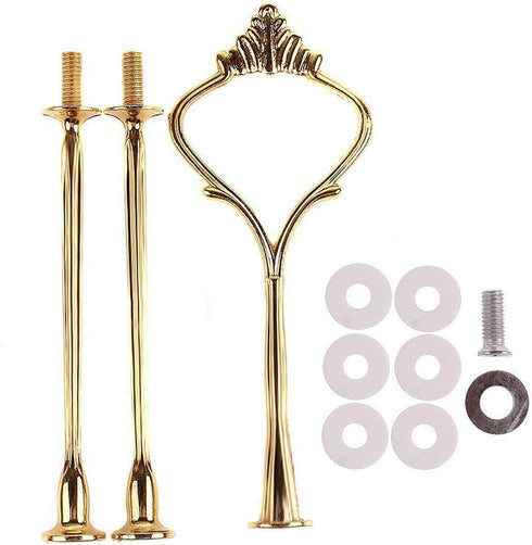 5 Sets 3 Tier Ceramic Cake Plate Stand Handle fittings/ Cupcake Stand Tower/ Dessert Stand/ Party Pastry Serving Platter/ Food Display Stand (gold crown)