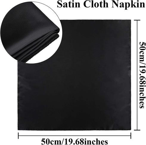 Aneco 24 Pieces Satin Napkin Square 20 x 20 Inches Dinner Napkins Weddings Party Napkin Soft Table Napkins for Romantic Weddings Party Dinner Decoration (Black)