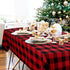 OurWarm Christmas Tablecloth Rectangle 60 x 84, Buffalo Plaid Tablecloth Rectangle, 100% Cotton Waterproof Black and Red Checkered Tablecloth for Dining Table, Buffet Party, and Christmas Table Decor
