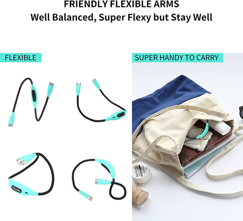 Book Reading Light, Neck Light Anywhere Hands Free, Flexible, Lightweight Comfortable Wear, Rechargeable,3 Modes Reading Lights for Books in Bed with Amber Light. Gifts for Knitters & Crafts(Green)