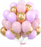 PartyWoo Purple Pink Gold Balloons, 60 pcs 12 Inch Purple Balloons, Light Pink Balloons, Gold Metallic Balloons and Pink Balloons, Purple Pink Balloons for Princess Birthday Party, Purple Baby Shower