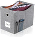 Linen File Boxes 1-Pack with Metal Sliding Rail For Letter Size File Storage Box with Extra Pocket Storage Collapsible Hanging File Organizer Storage Filing Box File Organizer Bin (1, GREY)