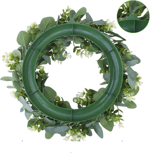 FLORLAB - Eucalyptus Wreath - 16 Inches - Farmhouse Wreath - Front Door Wreath - Door Decor - Green Wreath - for Indoors - Small Wreath - Mini Wreath - Perfect Spring Summer Wreath (16 inches)