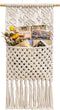 Mkono Macrame Wall Holder Small Mail Letters Storage Organizer Holder Wall Mount Cotton Wovening Hanging Pocket Boho Home Decor Ivory, 13" W — 24.5" L
