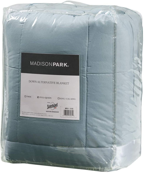 Madison Park Windom Microfiber Down Alternative Stain Resistant Blanket, Twin, Blue