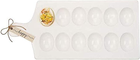 Mud Pie Deviled Egg Tray, 15.25" x 7", White, Brown, Black