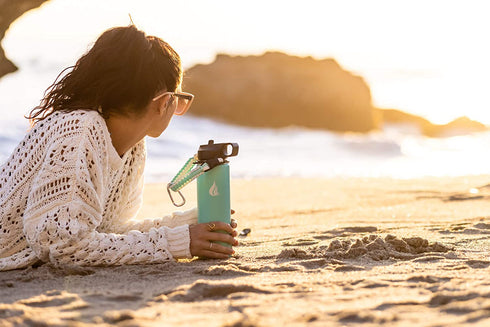 HYDRO CELL Stainless Steel Water Bottle w/ Straw & Wide Mouth Lids (64oz 40oz 32oz 24oz 18oz 14oz) - Keeps Liquids Perfectly Hot or Cold with Double Wall Vacuum Insulated Sweat Proof Sport Design (Teal 24oz)