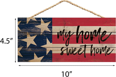 P. Graham Dunn My Home Sweet Home American Flag 10 x 4.5 Wood Wall Hanging Plaque Sign