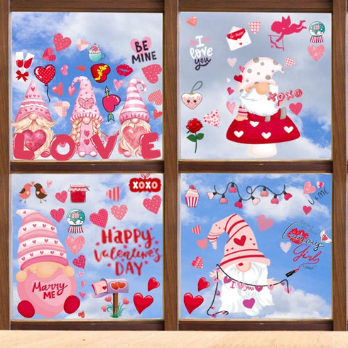 DmHirmg Valentine's Day Window Clings Decorations, Valentines Window Decal Stickers Valentine's Day Decorations Removable Window Sticker Decals for Home Party Wedding Anniversary Decorations (9 Sheet)