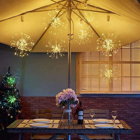 AMYSTEE 2 Pack Fireworks String Lights 180LED, Hanging Starburst Lights, Battery Operated Fairy String Lights with Remote Control for Christmas Wedding Party Indoor Outdoor Party Christmas Decoration