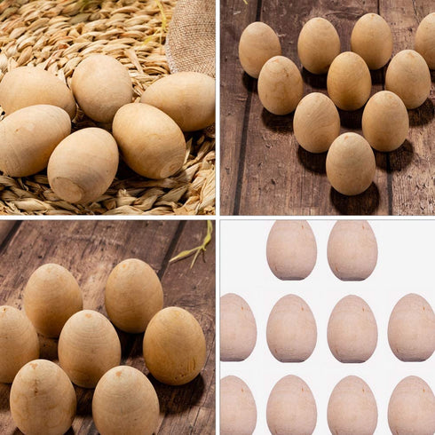 Kisangel 20pcs Unfinished Wood Eggs Smooth Flat Bottom Wooden Easter Craft Eggs for Easter Display Smooth Ready to Paint and Decorate S