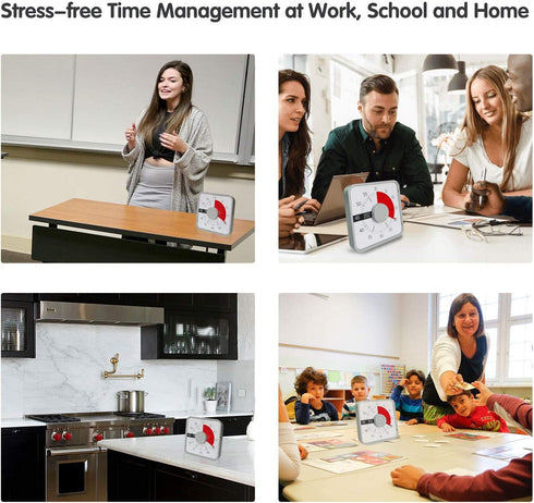 TWENTY5 SEVEN Countdown Timer 7.5 inch; 60 Minute 1 Hour Visual Timer - Classroom Teaching Tool Office Meeting, Mechanical Countdown Clock for Kids Exam Time Management Magnetic Grey