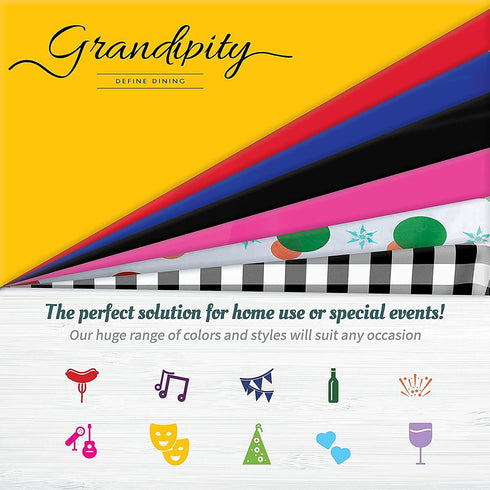 Red and Green Snow Flake Holiday Premium Disposable Plastic Picnic Tablecloth on a Roll 54 Inch. x 100 Ft. with Self Cutter Box, Decorative Table Cover by Grandipity