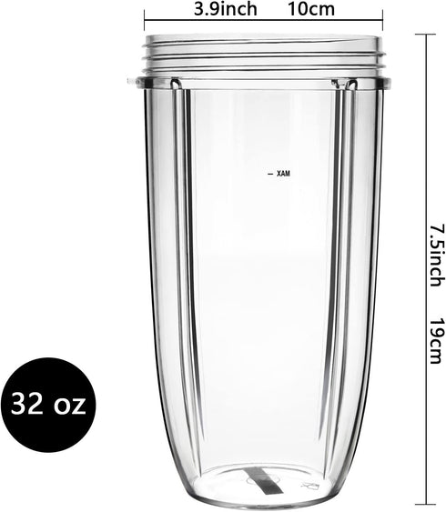 2PCS 32OZ Replacement Blender Cup For Nutribullet Replacement Parts 600W & Pro 900W Blender/Mixer