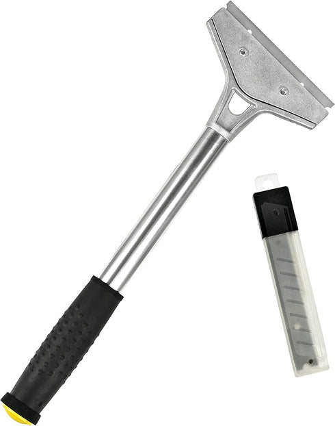 Alpine Industries 4-Inch Industrial Floor Scraper Comfort-Grip Razor Blades & Floor Stripper | Includes 10 Replacement Razor Blades | Scraper Tool for Windows, Walls, Floors & More