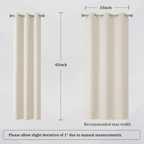 Cream Beige Curtain Panels 38 x 45 Inch Length Set of 2 Panels Light Beige Curtains for Living Room Solid Room Darkening Bedroom Curtains with Grommet Buttercream