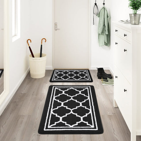 Buganda Indoor Door Mat (20x32,Black) Resist Dirt and Absorbent Entryway Rug, Anti-Slip, Low Profile Inside Floor Mat Door Rugs for Entrance