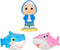 Cocomelon Official Bath Squirters, Featuring JJ Character Toy (4” Tall) and 2 Sharks (4” Wide), Bath Time Fun Playset - Character Toys for Babies, Toddlers, and Kids