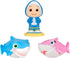 Cocomelon Official Bath Squirters, Featuring JJ Character Toy (4” Tall) and 2 Sharks (4” Wide), Bath Time Fun Playset - Character Toys for Babies, Toddlers, and Kids