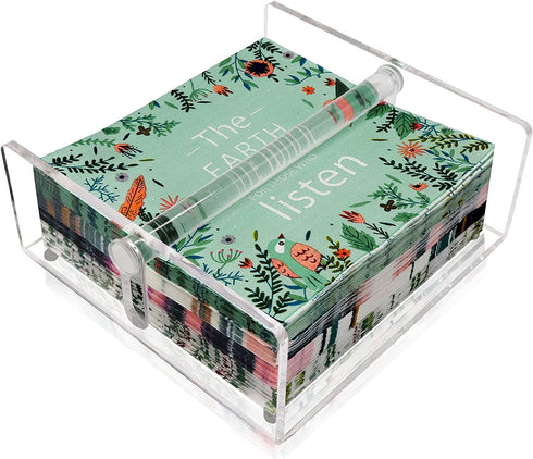 BOKUGE Napkin holder, Clear Acrylic Napkin Holder for Kitchen, Bathroom or Dining Tables, Cocktail Napkin Holder with Hold Down bar, Modern Decor Guest Towel Holder, Square 7"x7"