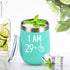 29 Plus One Middle Finger Wine Tumbler 30th Birthday Gifts for Women, Turning 30 Funny Tumbler Gifts Idea for Friends Her Wife Mom Coworkers, 12 Oz Insulated Tumbler Glasses, Mint