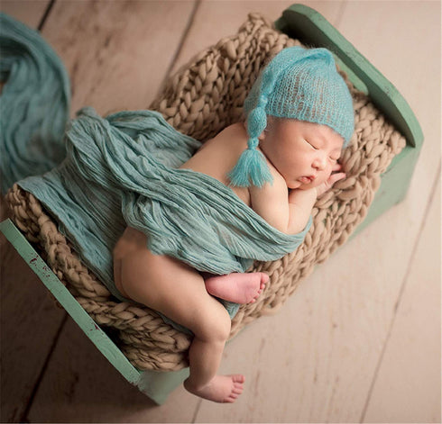M&G House Newborn Wrap Baby Photography Wool Wrap Baby Photo Props Baskets Filler Rug(Light Tan)