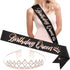 xo, Fetti Birthday Queen Sash + Tiara - Black Glitter + Rose Gold Foil | Birthday Party Decorations - 16th, 21st, 30th, 40th, 50th, Girl