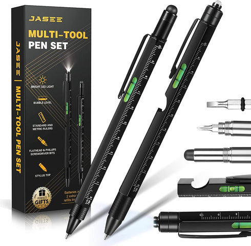 Stocking Stuffers Christmas Gifts for Men, Multitool Pen Set, Cool Gadgets Gifts for Dad Boyfriend Husband on Birthday, Fathers Day, Unique Multi Tool with LED, Stylus, Level, Screwdriver, Flathead
