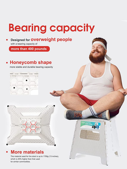 ACSTEP 16? Folding Step Stool for Adults 1-Pack, Adults Holds Up to 330 lbs . Compact Plastic Foldable Steping Stool Great for Kitchen ?Home (White)
