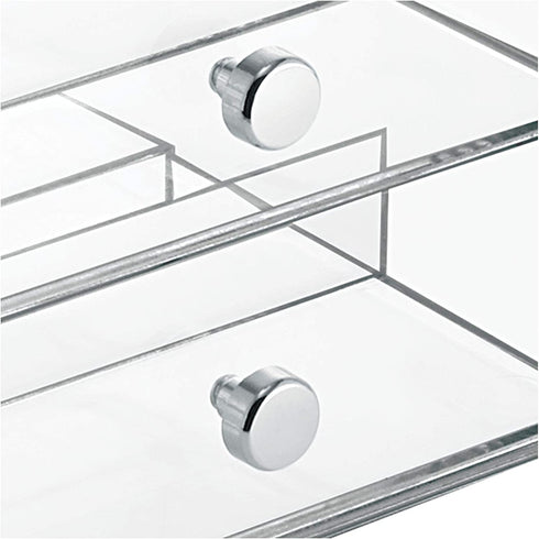 iDesign Plastic Vanity, Compact Storage Set Compartments for Cosmetics, Dental Supplies, Hair Care, Bathroom, Dorm, Desk, Countertop, Office, 6.5" x 6.5" x 6.5", 2 Drawer-Side Organizer