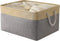 TheWarmHome Large Baskets for Storage Rectangular Basket Decorative Basket Fabric Storage Bin Brown Storage Basket Shoes Basket Towel Basket Cloth Baskets Blanket Storage(Gold&Grey,Large-1 Pack 17.7×13.7×9.8inch)