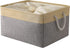 TheWarmHome Large Baskets for Storage Rectangular Basket Decorative Basket Fabric Storage Bin Brown Storage Basket Shoes Basket Towel Basket Cloth Baskets Blanket Storage(Gold&Grey,Large-1 Pack 17.7×13.7×9.8inch)