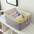 TheWarmHome Large Baskets for Storage Rectangular Basket Decorative Basket Fabric Storage Bin Brown Storage Basket Shoes Basket Towel Basket Cloth Baskets Blanket Storage(Gold&Grey,Large-1 Pack 17.7×13.7×9.8inch)