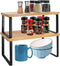 Spice Rack Organizer for Cabinet, Kitchen Countertop Shelf Organizer Rack, Pantry Bedroom Bathroom Office Storage Rack, Stackable, Expandable, Metal and Wood, Brown, 2Pack