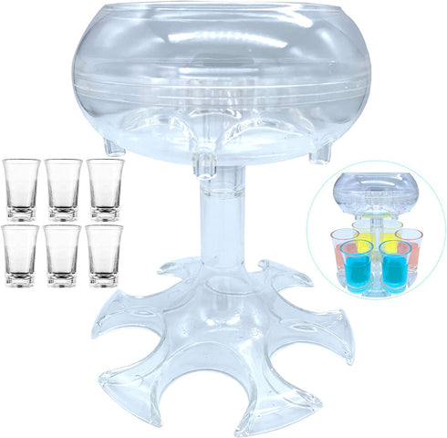 BEITESTAR 6 Shot Glass Dispenser and Holder, Shots Dispenser for Filling Liquids, Multiple 6 Shot Dispenser,Cocktail Dispenser,Bar Shot Dispenser, Shot Buddy Dispenser (Transparent/with 6 Acrylic Cup?