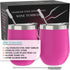 CHILLOUT LIFE Stainless Steel Wine Tumblers 2 Pack 12 oz - Double Wall Vacuum Insulated Wine Cups with Lids and Straws Set for Coffee, Wine, Cocktails - Hot Pink