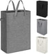 ZERO JET LAG Slim Laundry Hamper Handles Collapsible Laundry Basket Thin Dirty Clothes Basket Narrow Laundry Bag Foldable Dirty Hamper 45L (21 inches,Dark Grey)